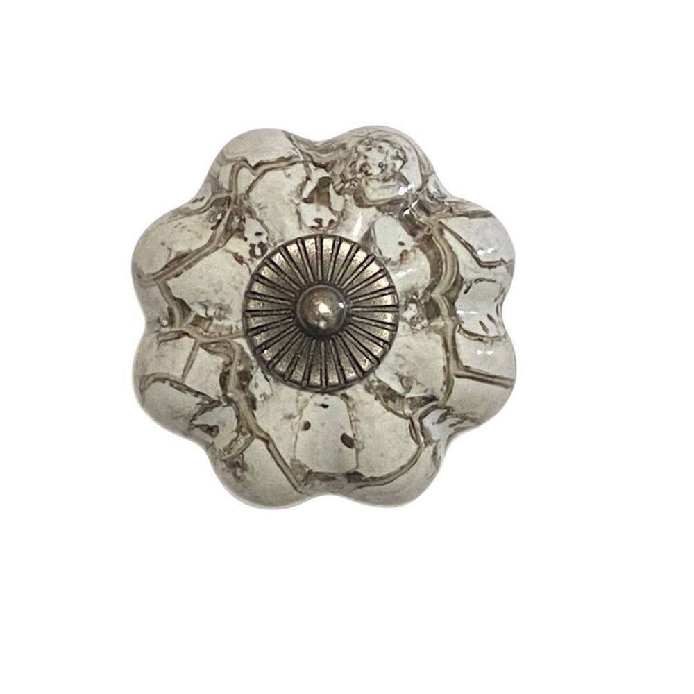 Silver Pumkin Knob Pull with Grey Marble Finish